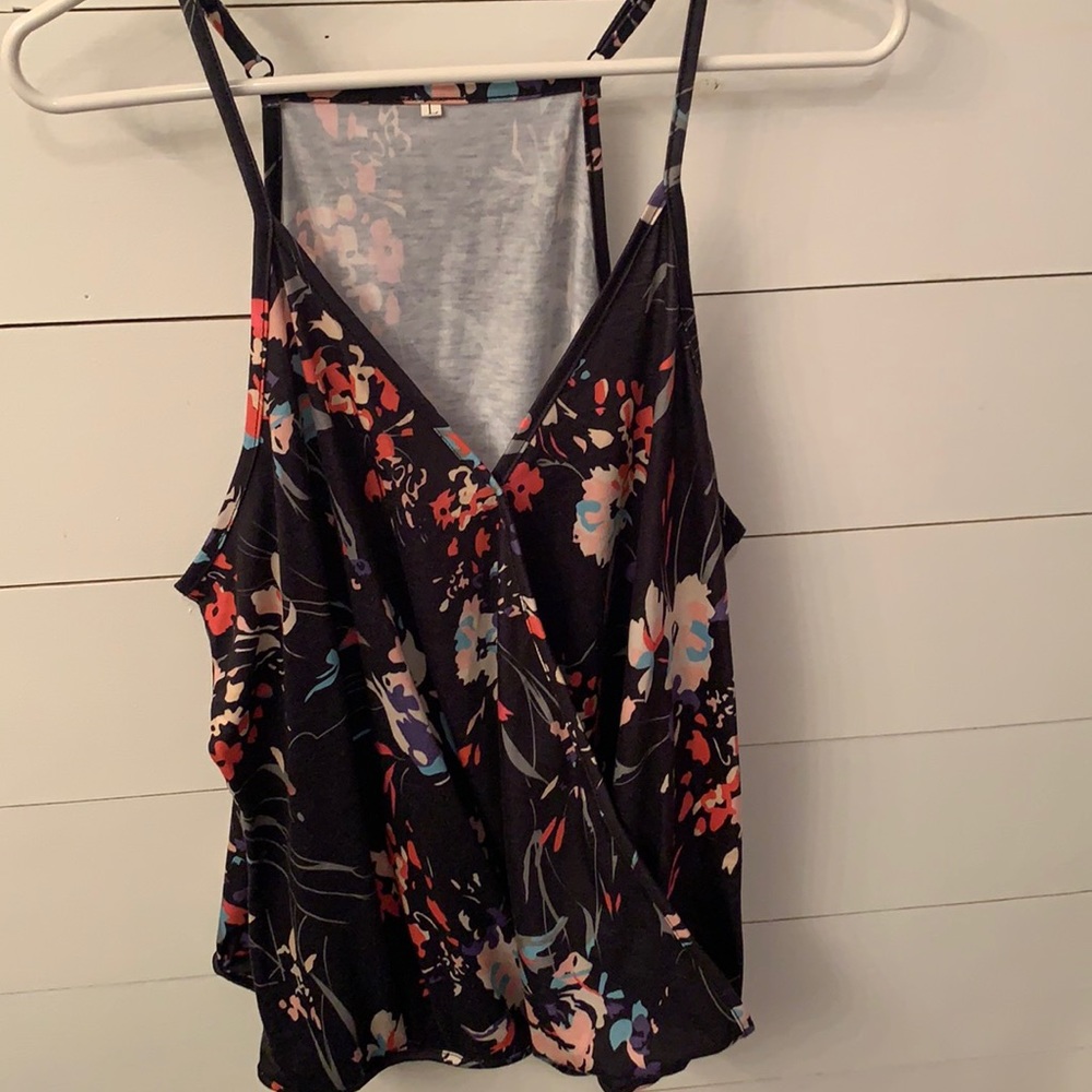 Large black/flowers tank top